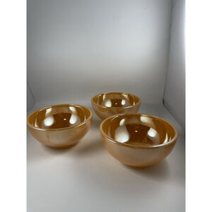 Vintage Peach Lustre Smooth Pattern Deep Serving Bowls - Set of 3